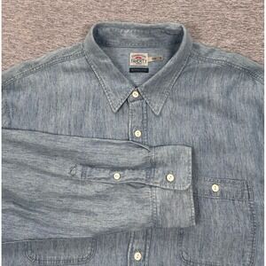 Faherty Shirt Mens XXL Blue Indigo Tried & True Chambray Workshirt Long Sleeve